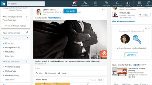 Find thought leadership content via LinkedIn
